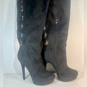 Black justfab thigh high shoes size 8